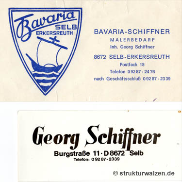 Visitenkarten von BAVARIA Schiffner aus Selb / Erkersreuth