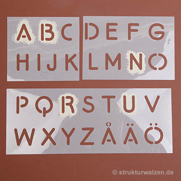 Schablone mit Buchstaben