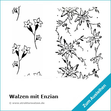 Walzen Wandstempel mit Enzian