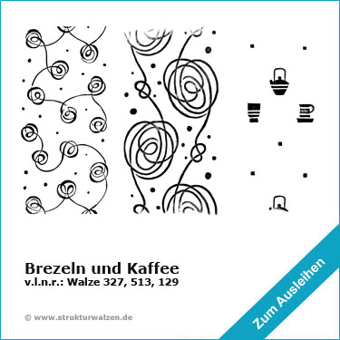 Wandgestaltung mit Brezeln, Kaffee, etc für Bäckerei