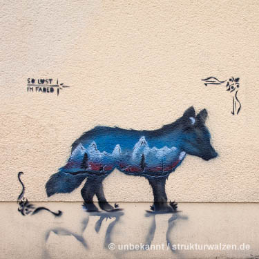 Wolf mit Schablonen - Streetart 